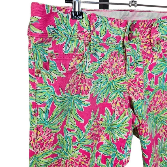 Lilly Pulitzer Womens Worth Straight Jeans Spike The Punch Orchid Pineapple Sz 6 - Picture 7 of 9